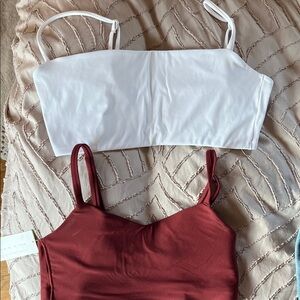 White and Red Women's sports bras